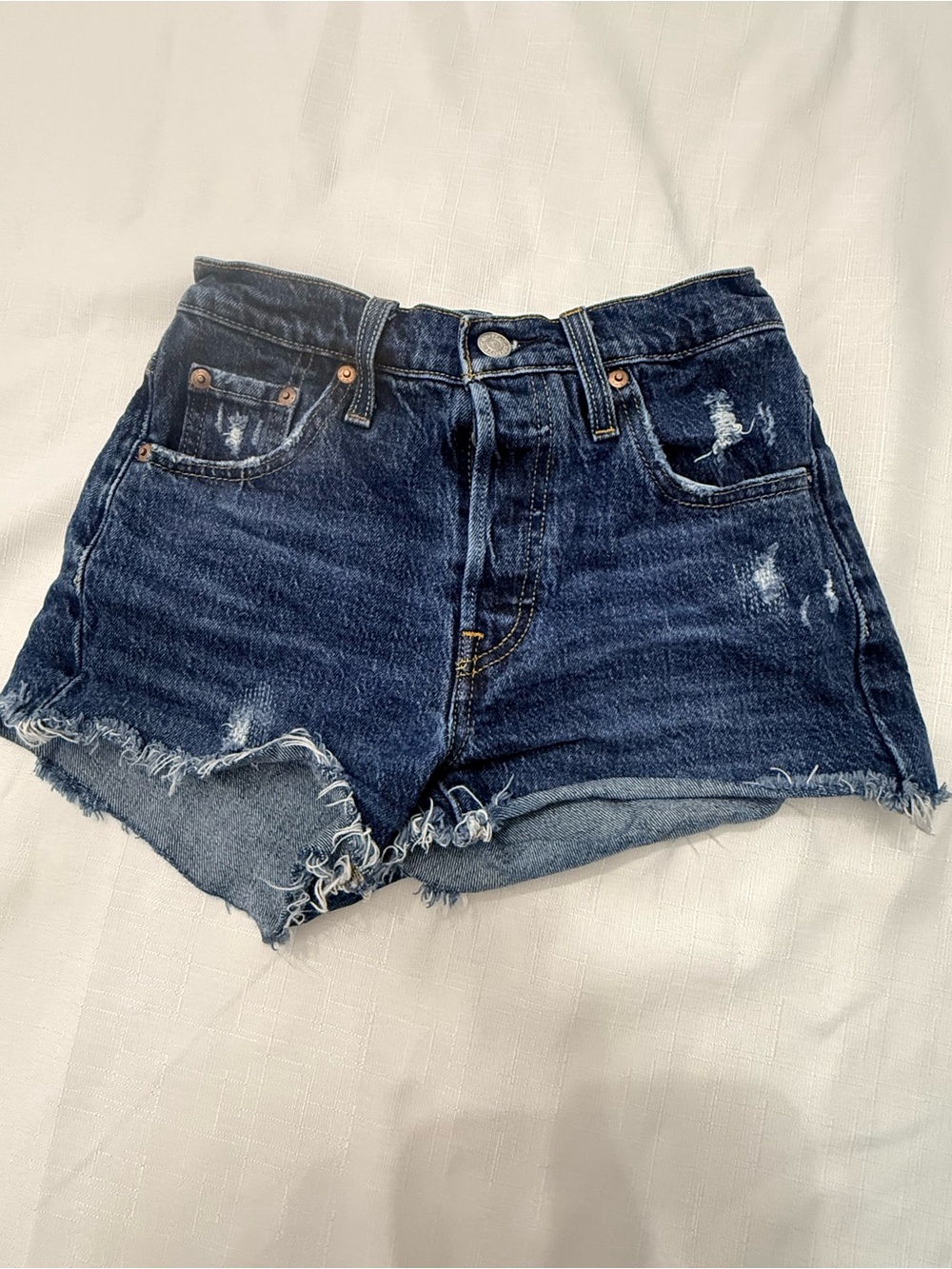 Levi’s Premium 501 Original High Rise Cutoff Denim Shorts W23 Distressed